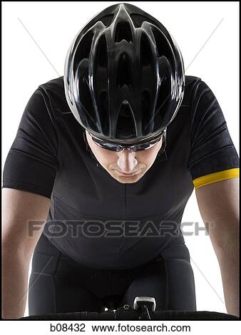 Stock Image - Close-up of a mature man cycling. Fotosearch
