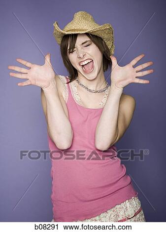 Close-up of a teenage girl shouting View Large Photo Image Stock Image - Close-up of a teenage girl shouting. Fotosearch