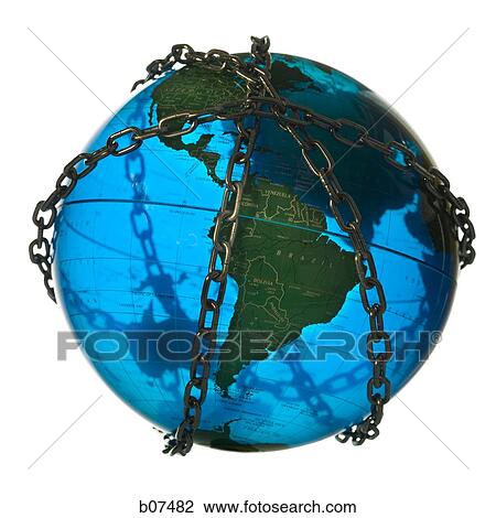 Earth globe enclosed in chains View Large Photo Image Stock Image - Earth globe enclosed in chains. Fotosearch