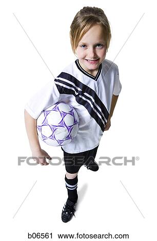Girl in soccer uniform with ball View Large Photo Image Stock Image - Girl in soccer uniform with ball. Fotosearch