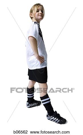 Girl in soccer uniform with hand on hip View Large Photo Image Stock Image - Girl in soccer uniform with hand on hip. Fotosearch