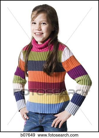 Girl posing with hands on hips View Large Photo Image Stock Photo - Girl posing with hands on hips. Fotosearch