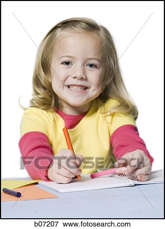 Girl with drawing pad View Large Photo Image Stock Photo - Girl with drawing pad. Fotosearch