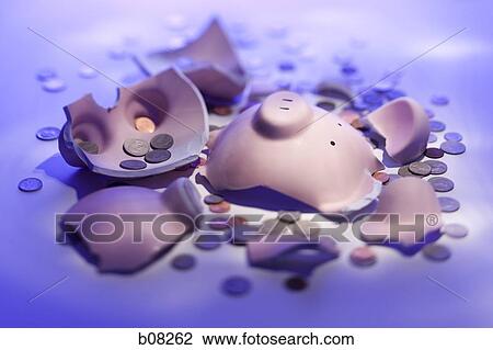 High angle view of a broken piggy bank with coins View Large Photo Image Stock Image - High angle view of a broken piggy bank with coins. Fotosearch