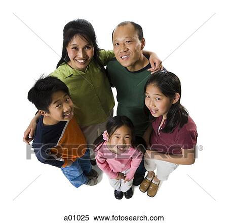 Stock Photography - High angle view of an Asian family. Fotosearch