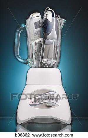 Kitchen blender filled with consumer electronics View Large Photo Image Stock Image - Kitchen blender filled with consumer electronics. Fotosearch