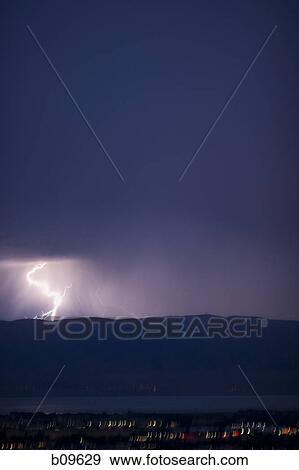 Lightning in the sky View Large Photo Image Stock Photo - Lightning in the sky. Fotosearch