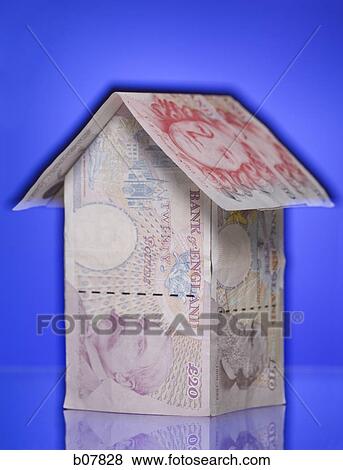 Little house made of British pound notes View Large Photo Image Stock Photo - Little house made of British pound notes. Fotosearch