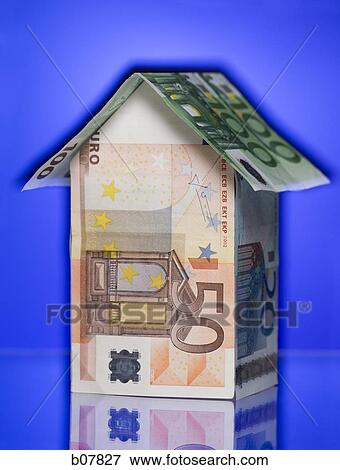 Little house made of Euro banknotes View Large Photo Image Stock Photo - Little house made of Euro banknotes. Fotosearch