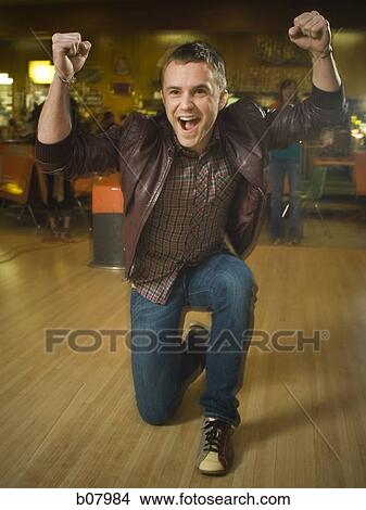 Male bowler celebrating a strike View Large Photo Image Picture - Male bowler celebrating a strike. Fotosearch