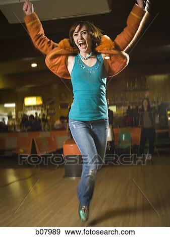 Male bowler celebrating a strike View Large Photo Image Stock Photo - Male bowler celebrating a strike. Fotosearch