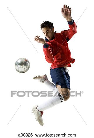 Man jumping for soccer ball View Large Photo Image Stock Photograph - Man jumping for soccer ball. Fotosearch