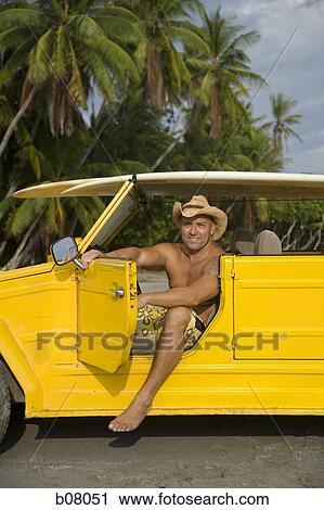 Man posing with utility vehicle on beach View Large Photo Image Stock Image - Man posing with utility vehicle on beach. Fotosearch