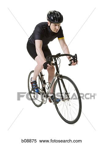 Stock Photography - Mature man on a racing bicycle. Fotosearch