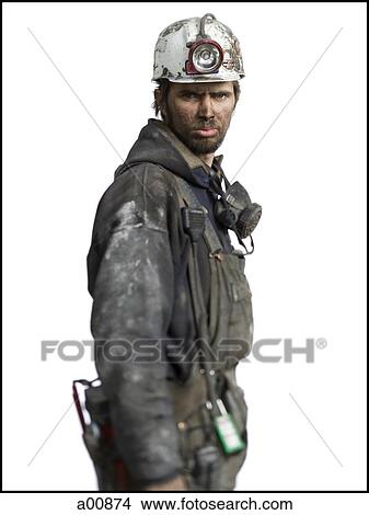 Mine worker with flashlight helmet View Large Photo Image Picture - Mine worker with flashlight helmet. Fotosearch