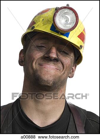 Mine worker with flashlight helmet View Large Photo Image Stock Photo - Mine worker with flashlight helmet. Fotosearch