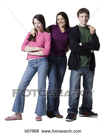 Mother posing with son and daughter View Large Photo Image Stock Photo - Mother posing with son and daughter. Fotosearch