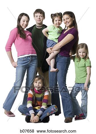 Mother posing with son and daughters View Large Photo Image Stock Photo - Mother posing with son and daughters. Fotosearch