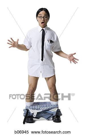 Office worker with pants down and surprised expression View Large Photo Image Stock Photography - Office worker with pants down and surprised expression. Fotosearch