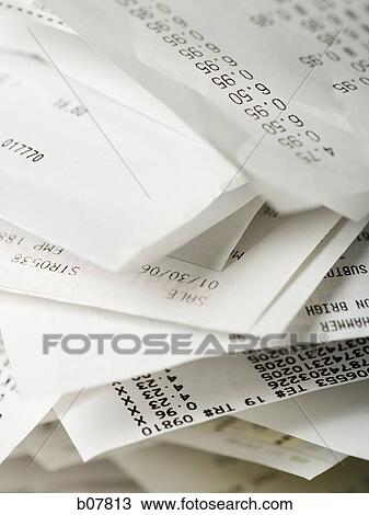 Pile of transaction receipts View Large Photo Image Stock Image - Pile of transaction receipts. Fotosearch