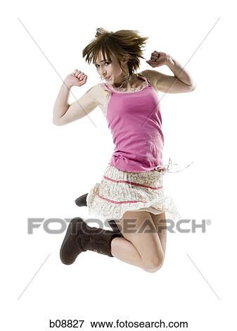 Portrait of a girl jumping View Large Photo Image Stock Photo - Portrait of a girl jumping. Fotosearch