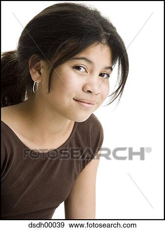 Portrait of a girl smiling View Large Photo Image Stock Photo - Portrait of a girl smiling. Fotosearch