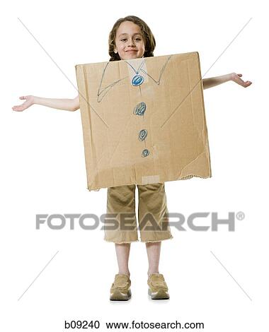 Portrait of a girl wearing a cardboard box View Large Photo Image Stock Image - Portrait of a girl wearing a cardboard box. Fotosearch