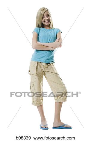 Portrait of a girl with her arms crossed View Large Photo Image Stock Photo - Portrait of a girl with her arms crossed. Fotosearch