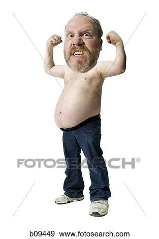 Stock Photo - Portrait of a mature man flexing his muscles. Fotosearch