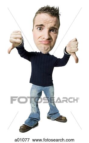 Portrait of a young man showing a thumbs down sign View Large Photo Image Stock Photo - Portrait of a young man showing a thumbs down sign. Fotosearch