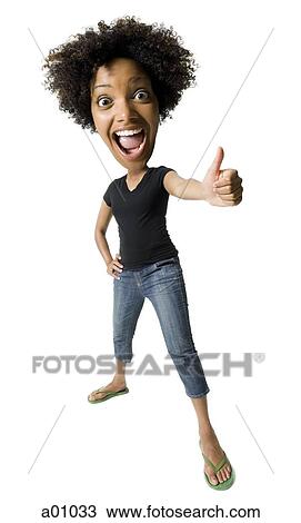 Portrait of a young woman giving a thumbs up sign View Large Photo Image Stock Image - Portrait of a young woman giving a thumbs up sign. Fotosearch