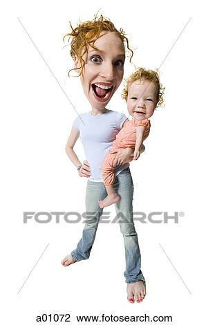 Portrait of a young woman holding her daughter View Large Photo Image Stock Image - Portrait of a young woman holding her daughter. Fotosearch
