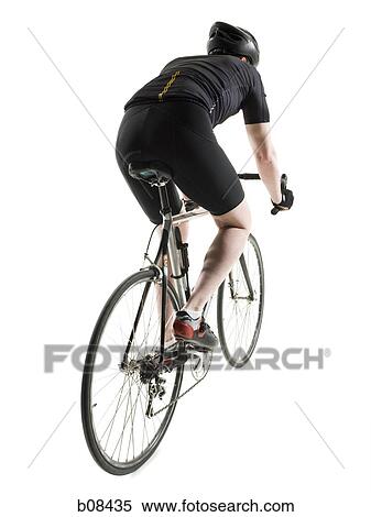 Rear view of a mature man cycling View Large Photo Image Stock Photography - Rear view of a mature man cycling. Fotosearch