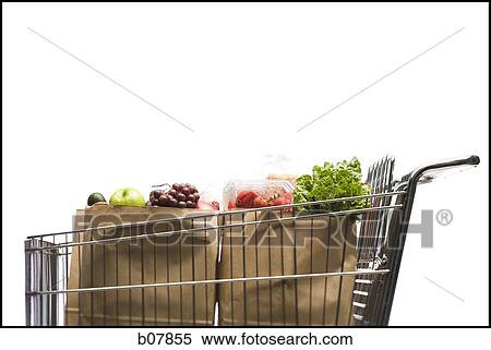 Shopping cart with two bags of groceries View Large Photo Image Stock Photography - Shopping cart with two bags of groceries. Fotosearch
