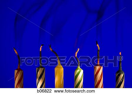 Stock Image - Six extinguished birthday candles. Fotosearch