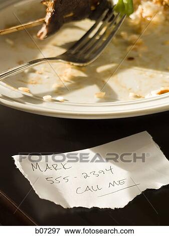 Soiled plate with fork and memo View Large Photo Image Stock Photo - Soiled plate with fork and memo. Fotosearch