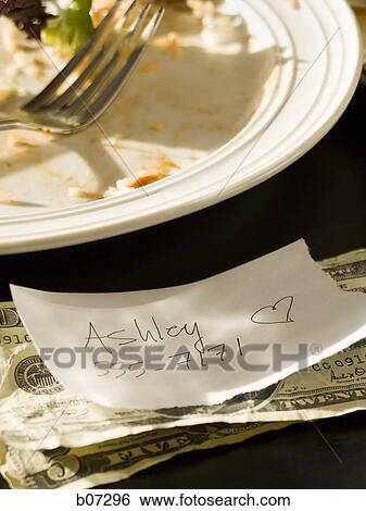 Soiled plate with memo and tip View Large Photo Image Stock Photograph - Soiled plate with memo and tip. Fotosearch