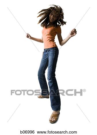 Stock Photograph - Teenage girl dancing. Fotosearch