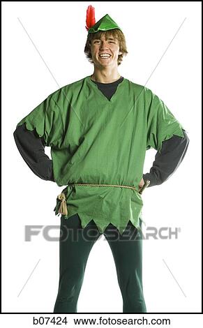 Picture - Teenager boy in a Robin Hood costume. Fotosearch