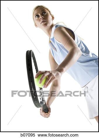 Tennis player serving ball View Large Photo Image Stock Photography - Tennis player serving ball. Fotosearch