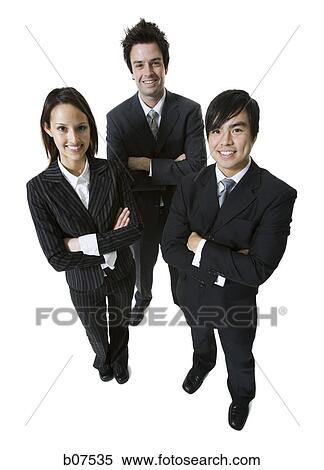 Three business people posing View Large Photo Image Stock Photography - Three business people posing. Fotosearch