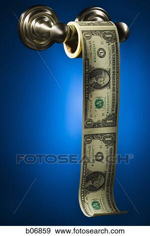 Toilet paper roll made of one dollar bills View Large Photo Image Stock Photo - Toilet paper roll made of one dollar bills. Fotosearch