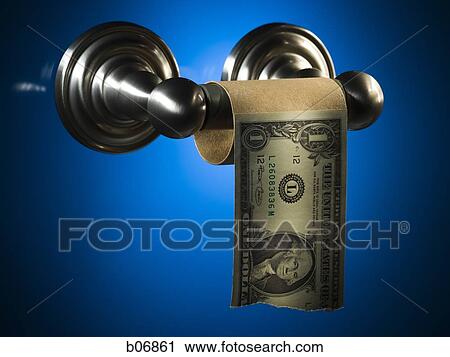 Toilet paper roll with one dollar bill View Large Photo Image Stock Image - Toilet paper roll with one dollar bill. Fotosearch