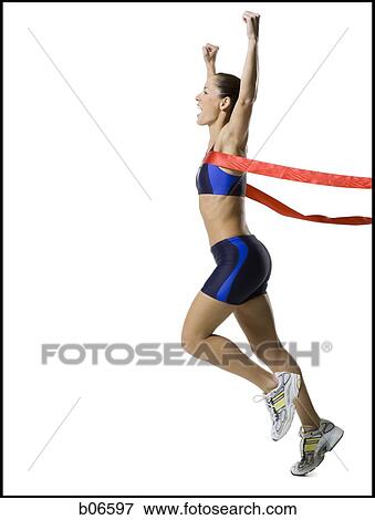 Woman athlete at the finish line View Large Photo Image Stock Photo - Woman athlete at the finish line. Fotosearch