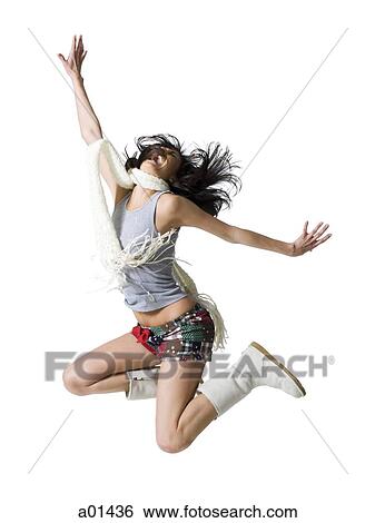 Woman leaping with mouth open View Large Photo Image Stock Photograph - Woman leaping with mouth open. Fotosearch