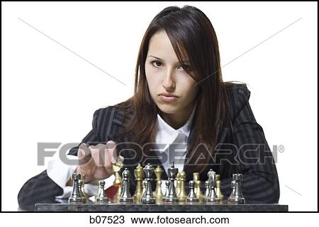 Woman playing chess View Large Photo Image Stock Image - Woman playing chess. Fotosearch