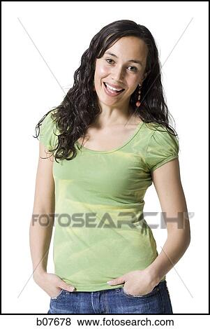 Woman smiling and posing View Large Photo Image Stock Photo - Woman smiling and posing. Fotosearch