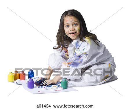 Young girl finger painting View Large Photo Image Picture - Young girl finger painting. Fotosearch