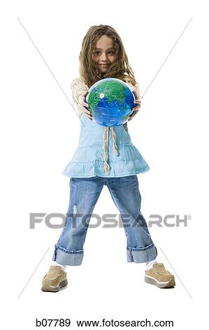 Young girl holding earth globe View Large Photo Image Stock Photo - Young girl holding earth globe. Fotosearch