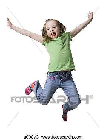 Young girl jumping in air View Large Photo Image Stock Image - Young girl jumping in air. Fotosearch